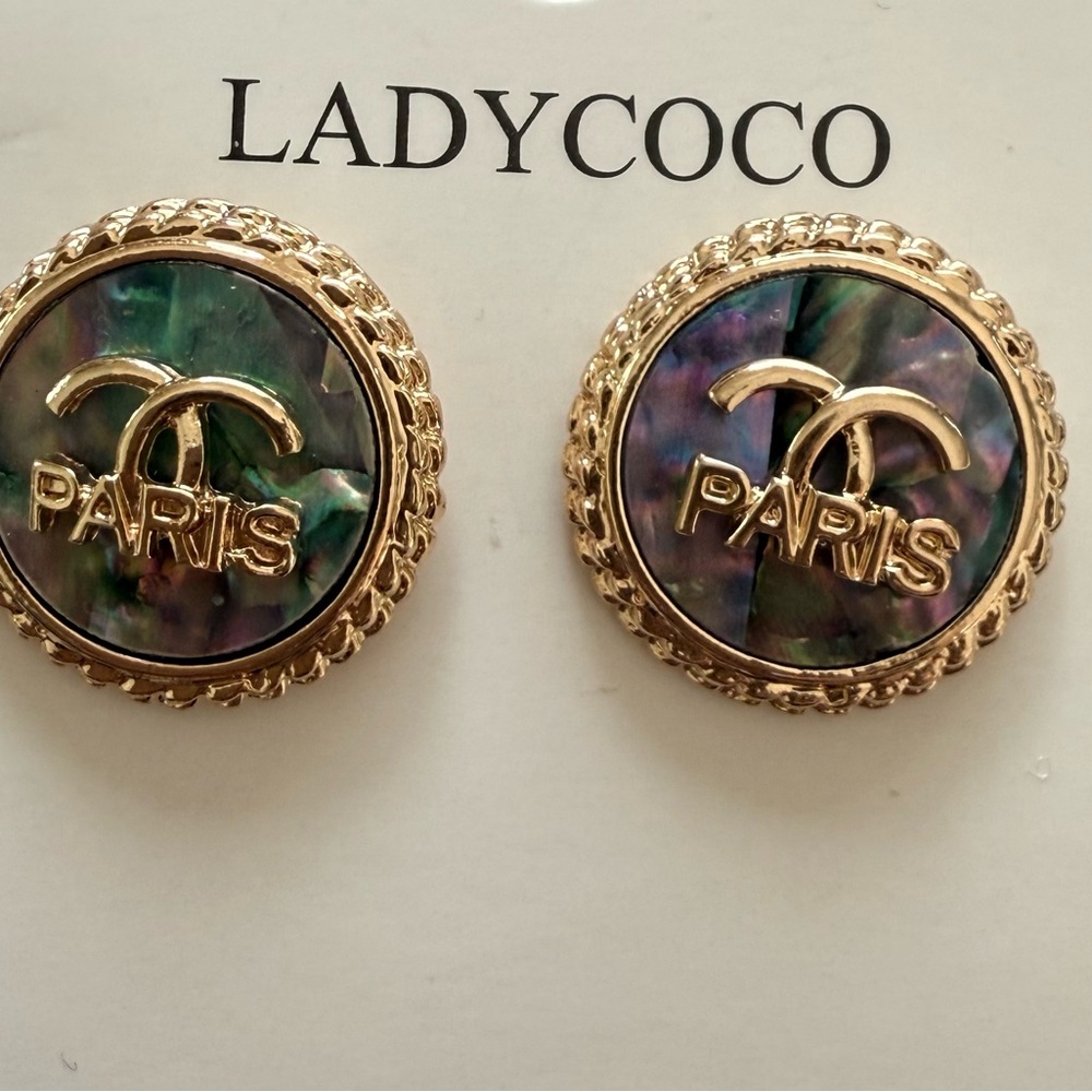 NWT Elegant Abalone CC Paris Earrings - Picture 4 of 5